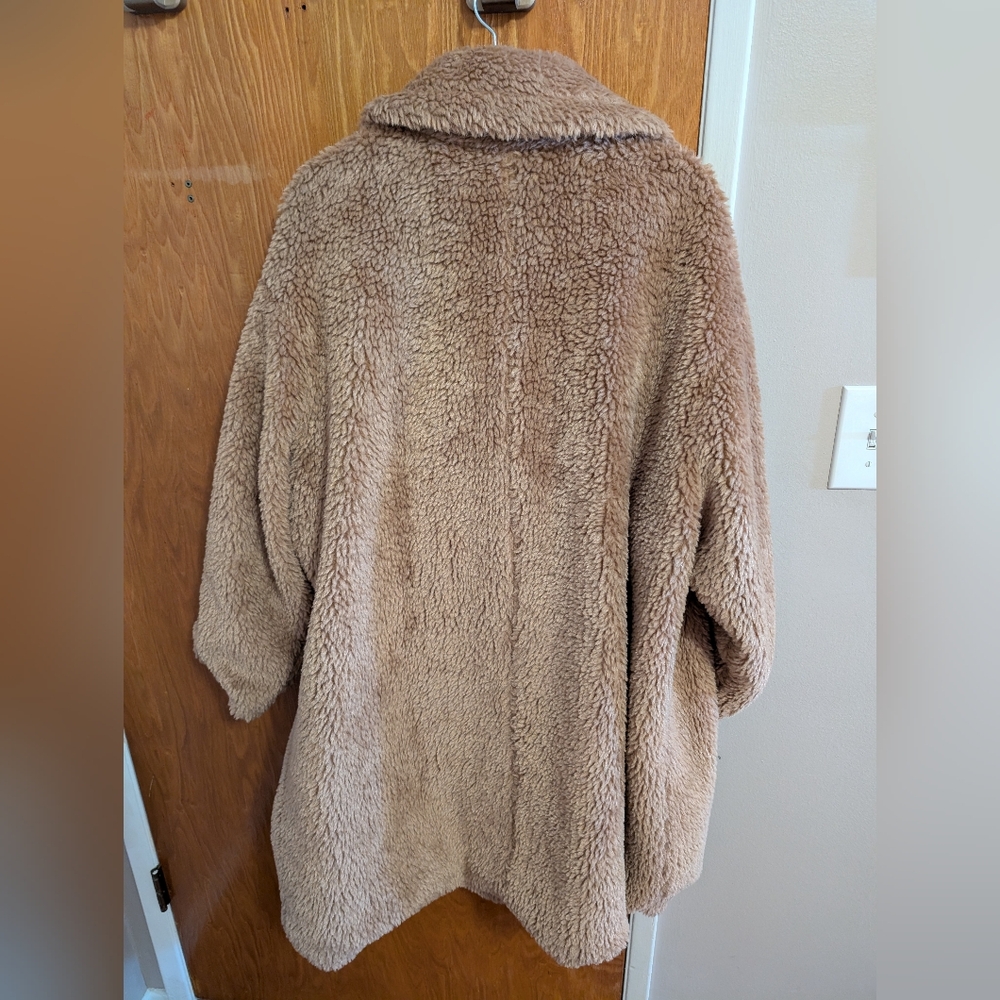 Michael Kors Women's Faux-Fur Tan Teddy Coat Plus Size 2X - Picture 7 of 9